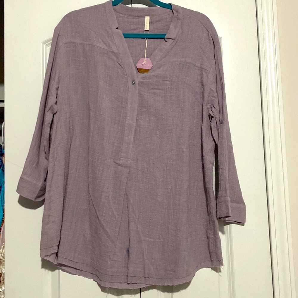 Purple 3/4 sleeve maternity tunic